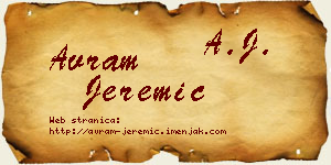 Avram Jeremić vizit kartica